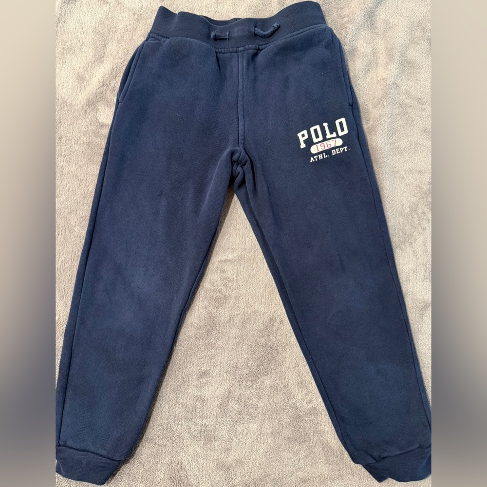 Ralph Lauren Navy POLO Athletic Kids Fleece Joggers. Gently Used